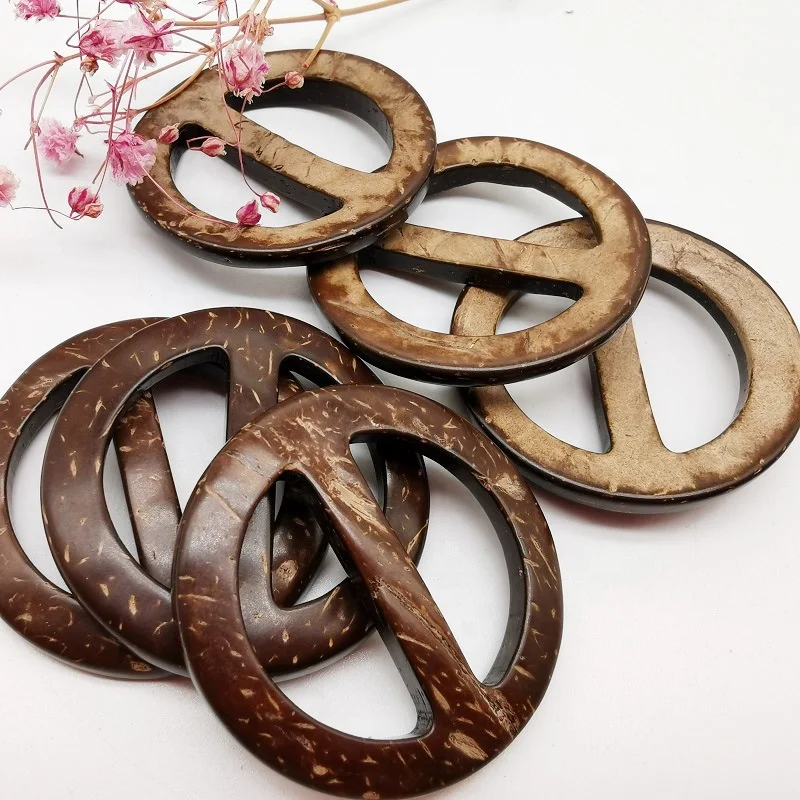 Natural Round Coconut Shell Buckle Belt Buckle Coat Coconut Shell Accessories