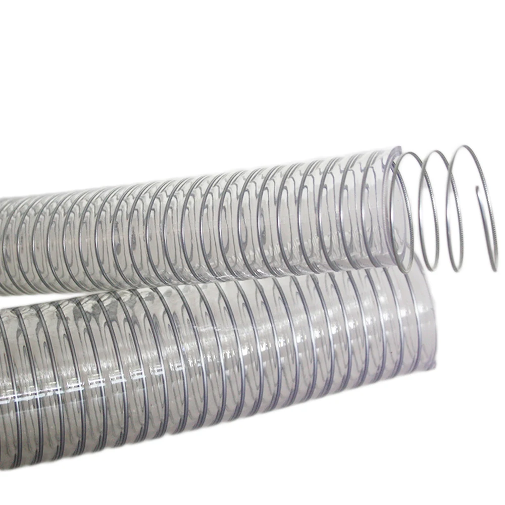 ID6mm-300mm Transparent PVC Conveying Oil Hose Pipe Steel Wire Reinforced PVC Steel Wire Hose