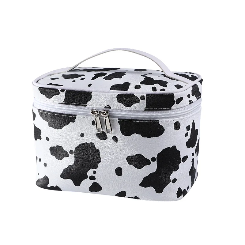 Waterproof toiletry bag for ladies on business trip Airplane Makeup bag Portable travel bag the cow grain Case