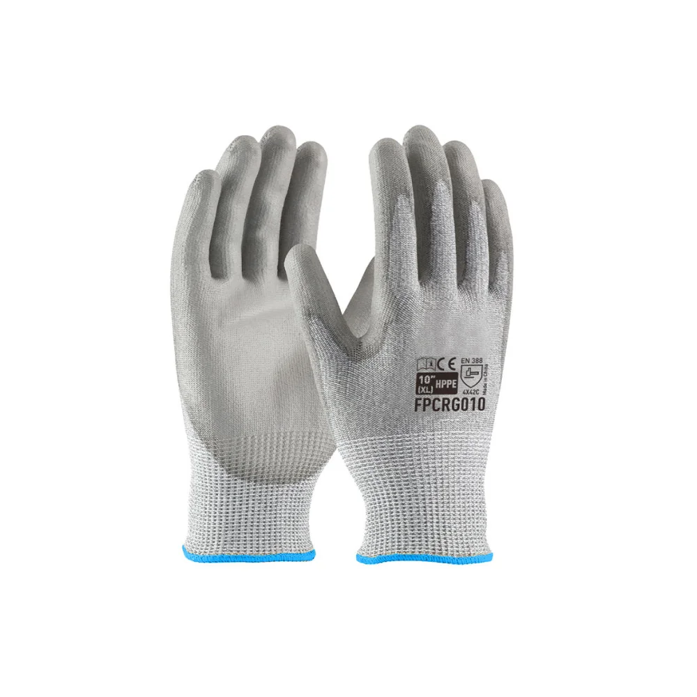 Ansi A5 A4 Pu Security Tough & Breathable Level 5 Cut-Resistant Gloves 5 S 21 Yarns Latex Crinkle Coated