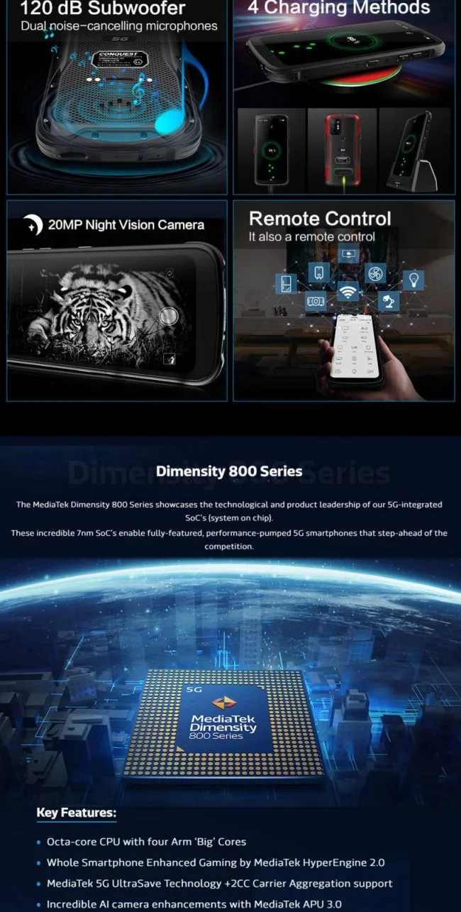 Thermal Imaging 8GB+256GB 5G Android11 Android 11 5G IP68 waterproof rugged smartphone PoC Walkie Talkie
