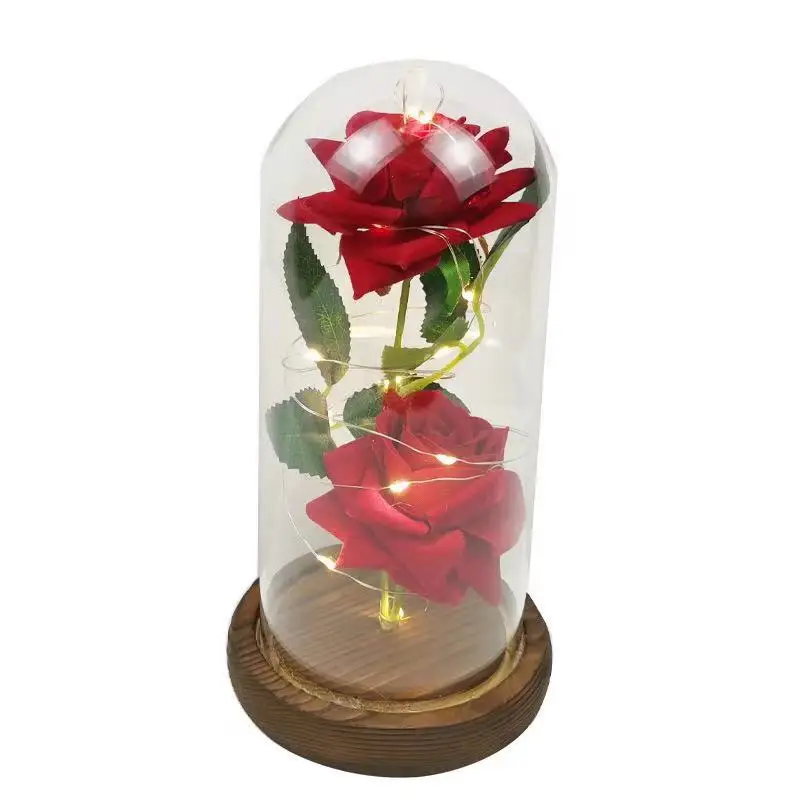 Индивидуальный Логотип, подарки ко дню Святого Валентина, светодиодная консервированная Роза в стеклянном куполе от производителя
