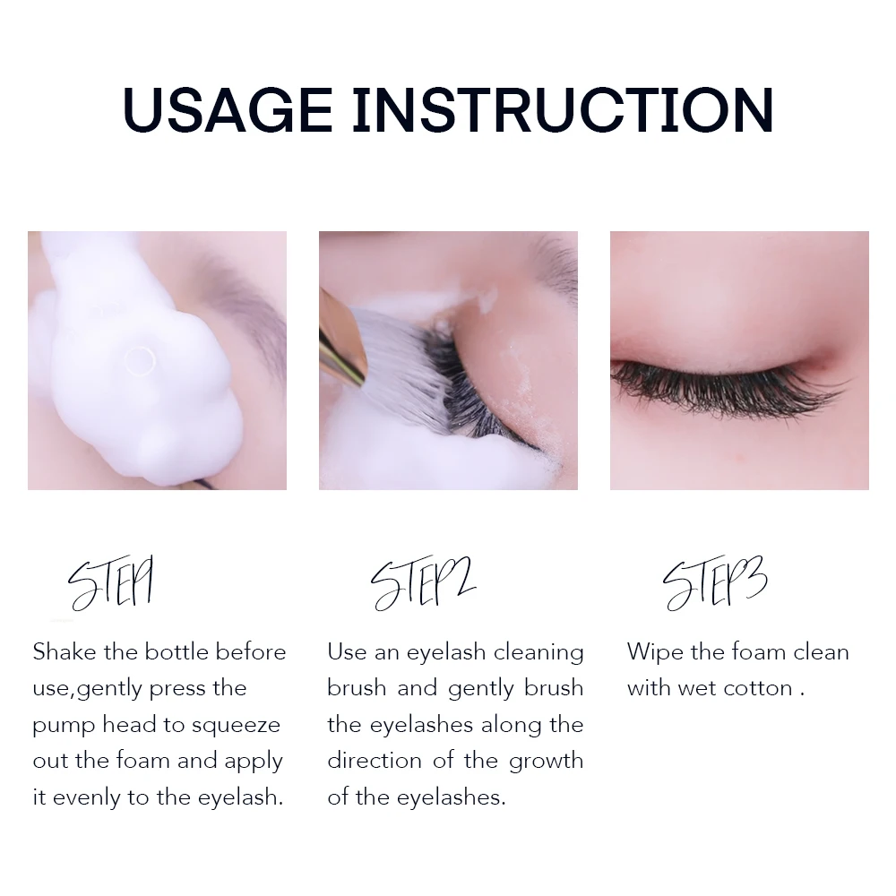 Gollee Private Label 100ML Bottle Lash Grafting Foam Gentle Organic Eyelash Cleanser