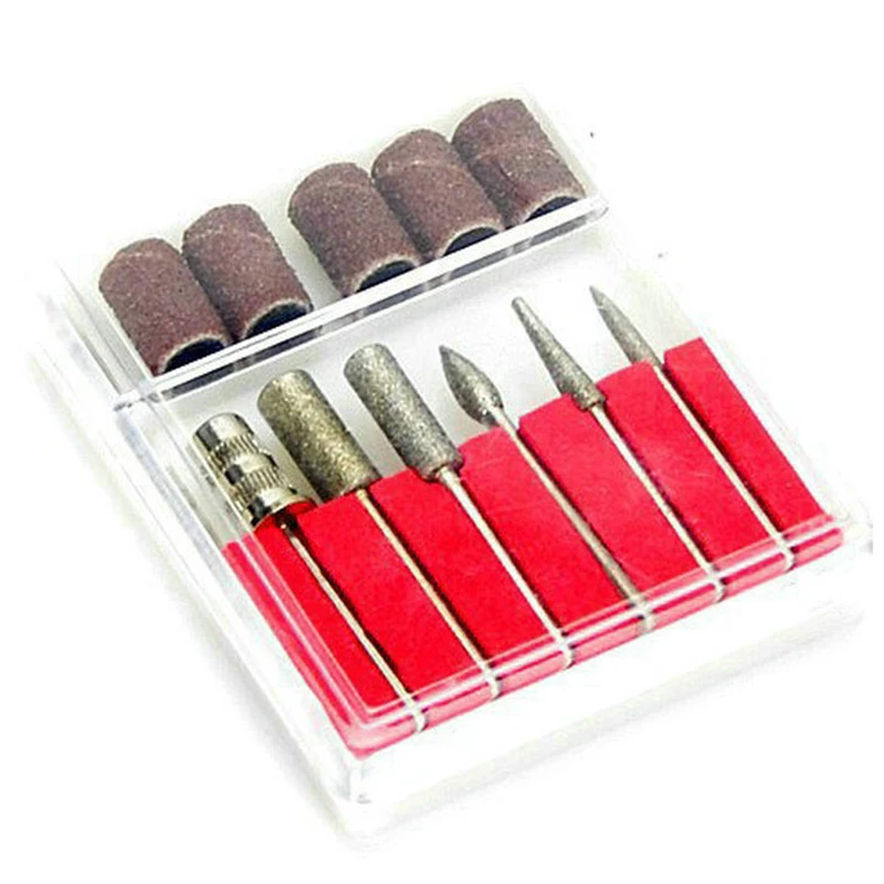 
Nail Drill Replacement 6PCSandpaper Head Set With Case Gel Polish Tips Grinding Polishing Nail Art Tool 
