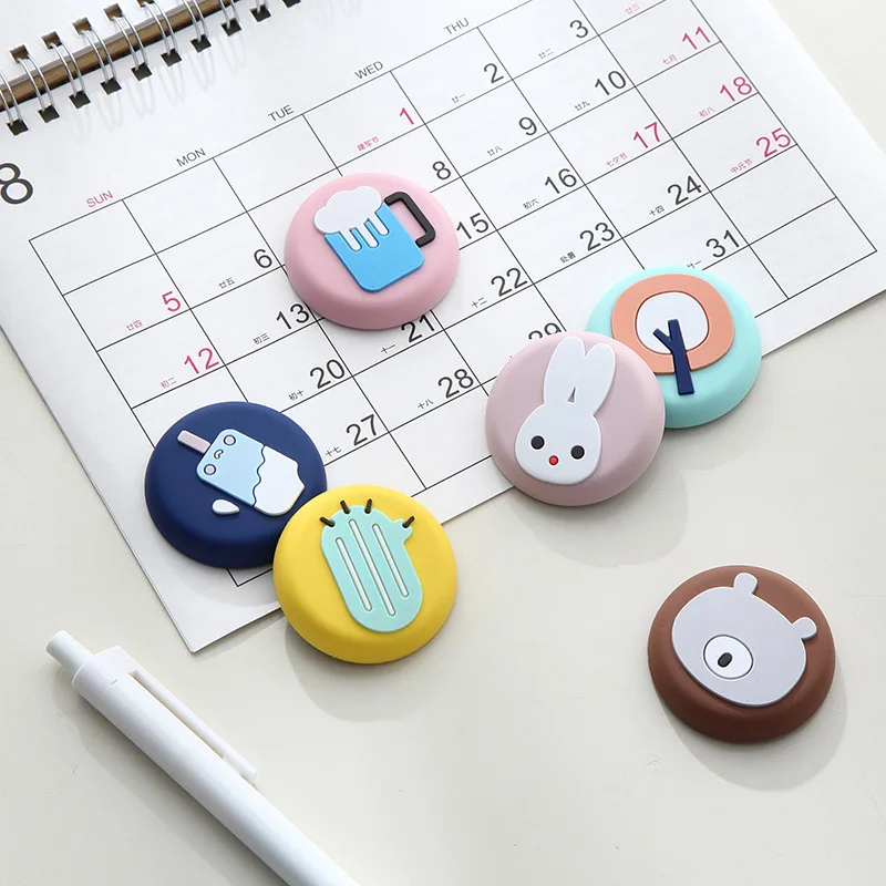 Creative magnet refrigerator sticker cartoon cute round 3D animal soft glue magnetic silicone iron magnet sticker wholesale