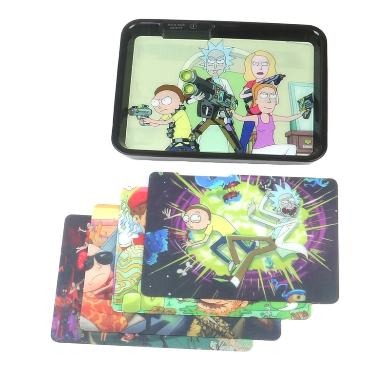 
The latest style of cartoon rolling tray Rick and Morty pattern led tray glow cartoon tobacco rolling tray 