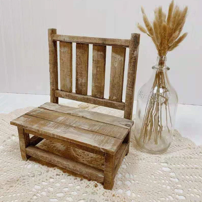 Baby Photoshooting Props Newborn Classic Brown Mini Wooden Bed Newborn Photography Props Mini Doll Bed for Baby House Infant Bed