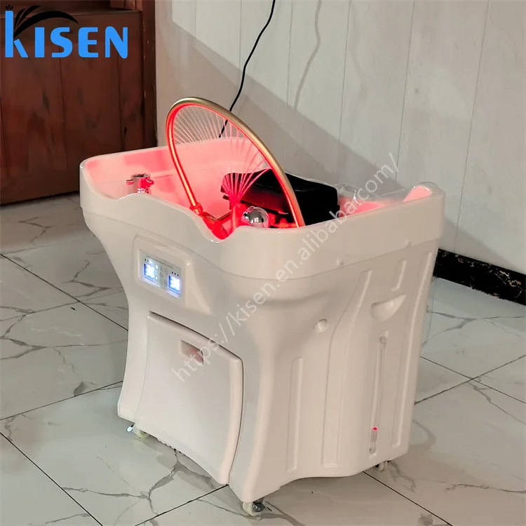 Kisen adjustable height portable hair washing sink shampoo basin sink bowl hairdressing back wash for barber shop