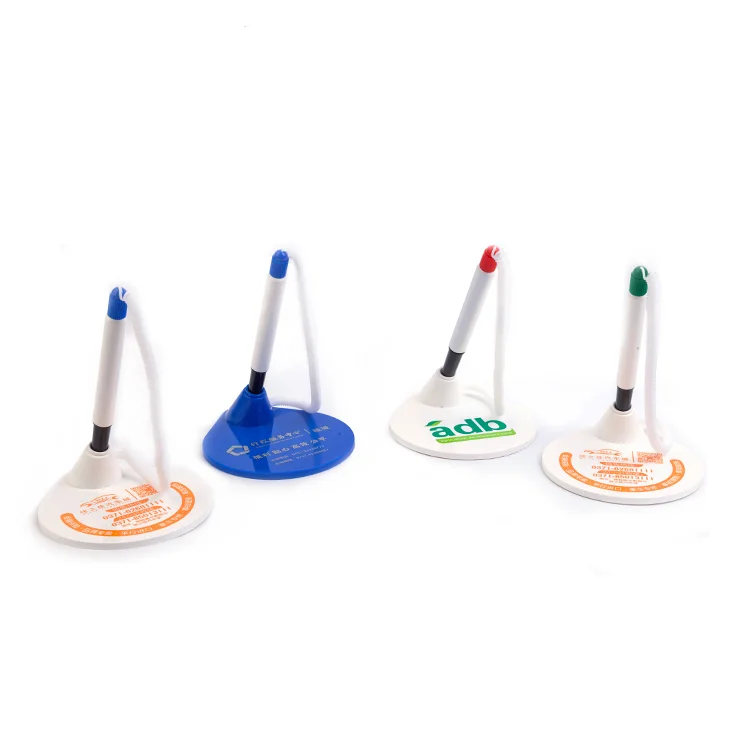 wholesalers signing gel desk pen with chain secure stand bank counter pens table spring coiled chain link pen