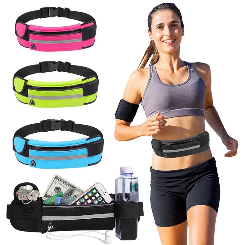 Reflective Running Belt Waist Bag Expanded Pocket Unisex Water proof  Waist Pack Bag for Jogging  Hiking Travel