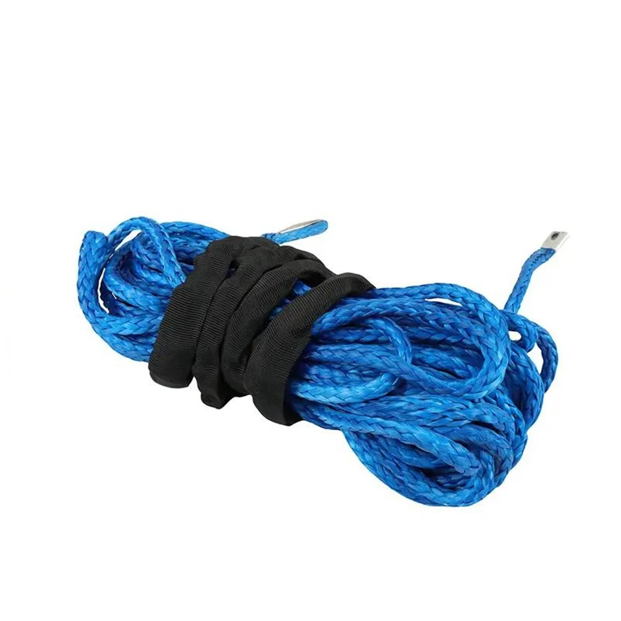 Synthetic winch rope with hook, winch steel cable with protective sleeve, truck ATV UTV SUV trailer rescue cable