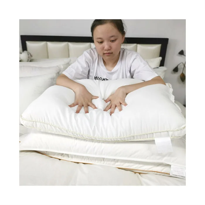Wholesale goose duck down feather bed pillows premium cervical pillow luxury long pillow