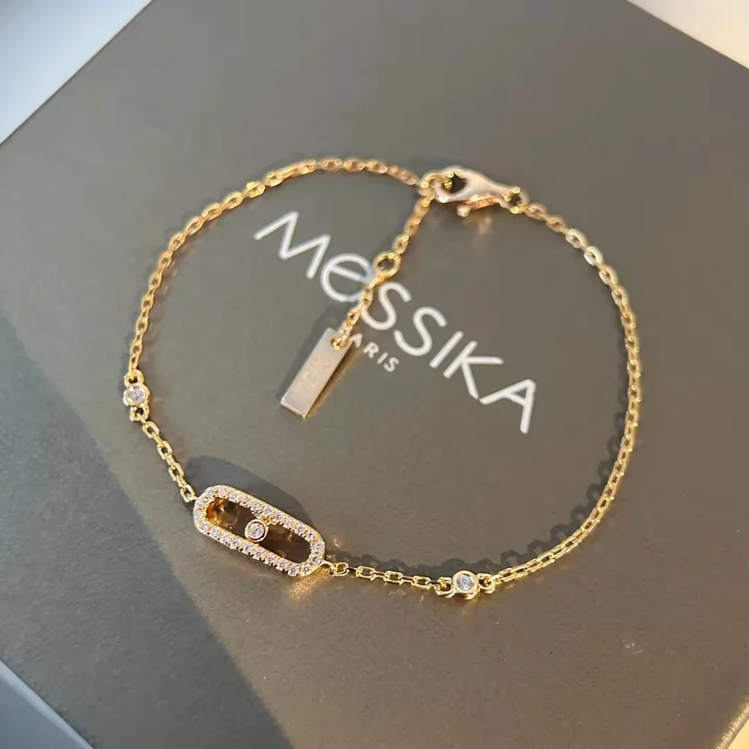 Messika инкрустированный бриллиантами маленький раздвижной браслет Пара нишевых ювелирных изделий все в одном классический