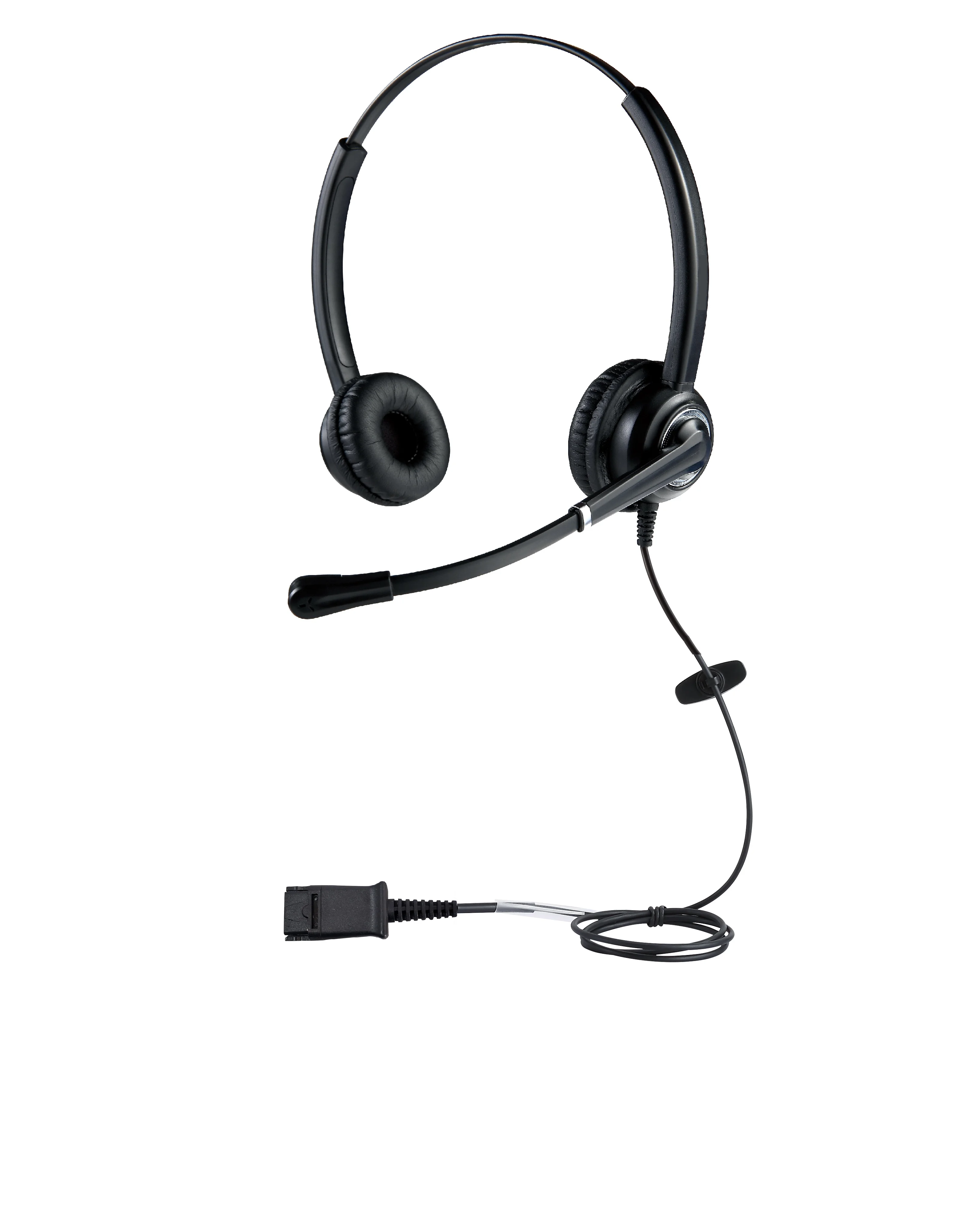 High quality call center headset with noise cancelling microphone with PLT QD connecting to USB, DC, RJ9 plug