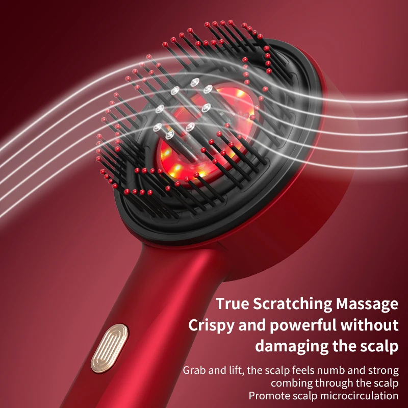 OEM Logo Electric Hair Growth Scalp Massager Brush EMS Hair Growth Oil Applicator Massage Comb Red Light Therapy Devices