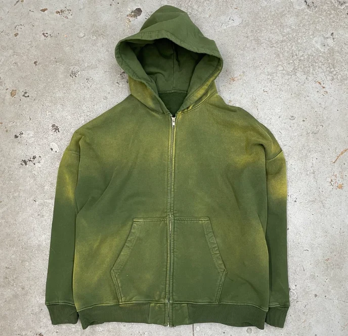 Custom Heavy Weight Fleece Oversize Y2k Stone Acid Wash Sun Faded Zip Up Cotton Hoodie Blank Manufacturer