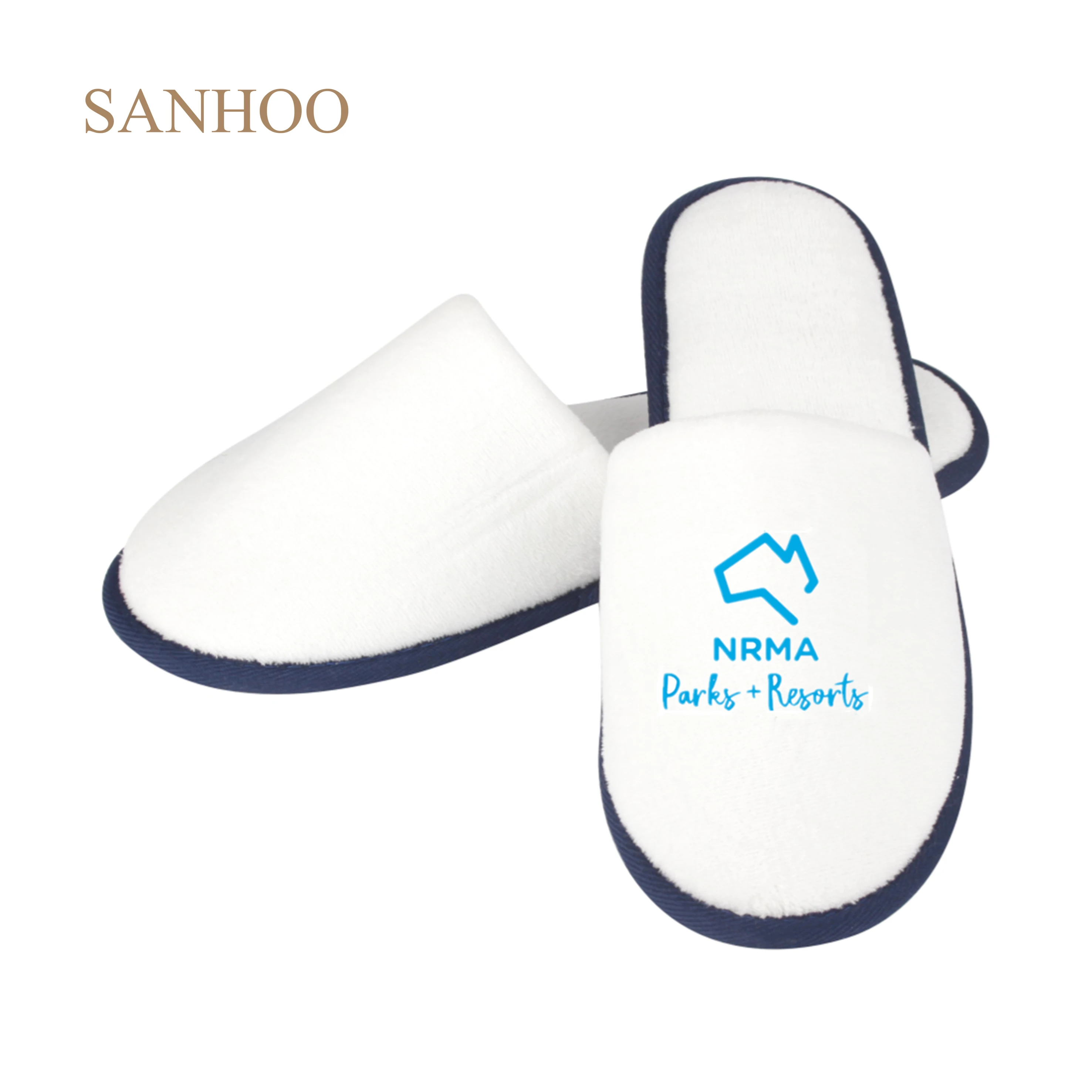 SANHOO Luxury Hotel Disposable Slippers Anti-slip Super Soft Embroidery Logo Slippers Unisex Hotel Slippers