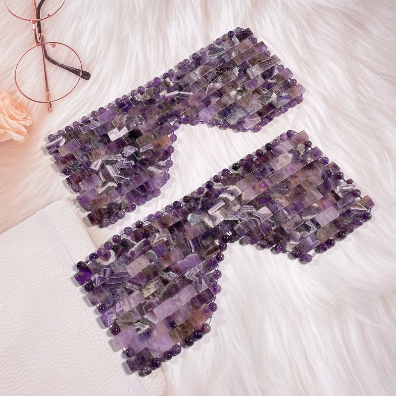 Wholesale Natural Healing Stone Crystal Quartz Gemstone Jade SPA Amethyst Massage Eye Mask