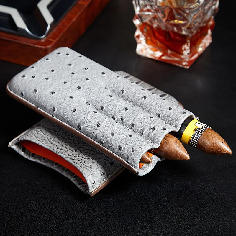 New Fashioned 3 Pack Grey Personalized Travel Alligator Leatherette Cigar Case Support Custom Logo