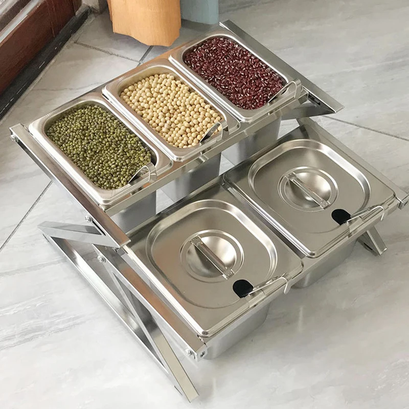 Stainless steel portions basin rack jam box milk tea shop specific milk tea seasoning box Kitchen Storage Canisters