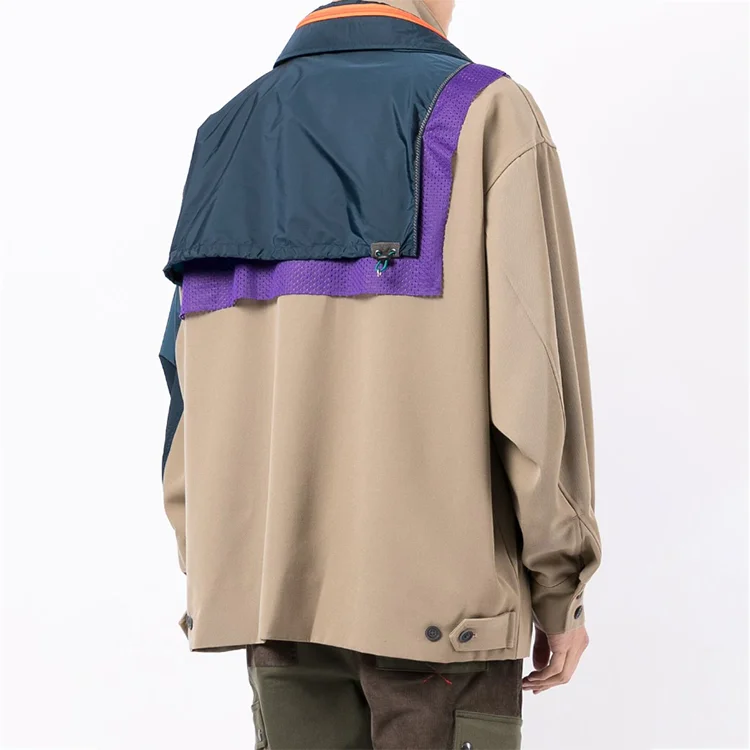 Wholesale multicolour nylon sport style parka utility pockets shirt jacket for men