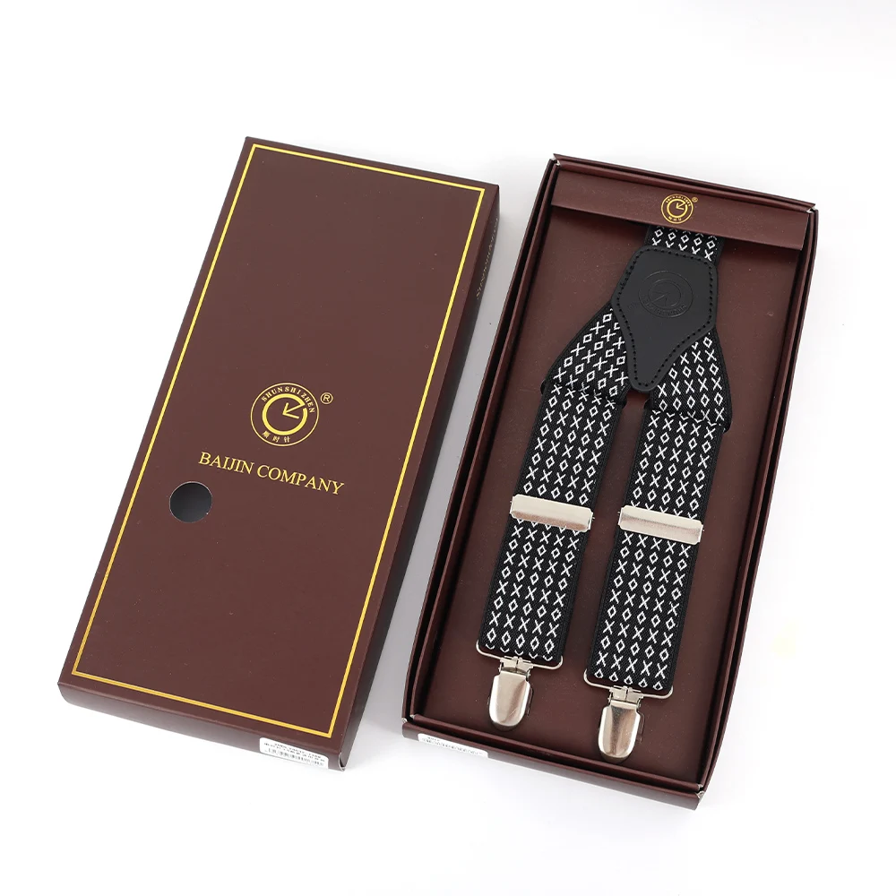 Wholesale Classic 3 Clips Elastic Braces Custom Leather Men Suspenders