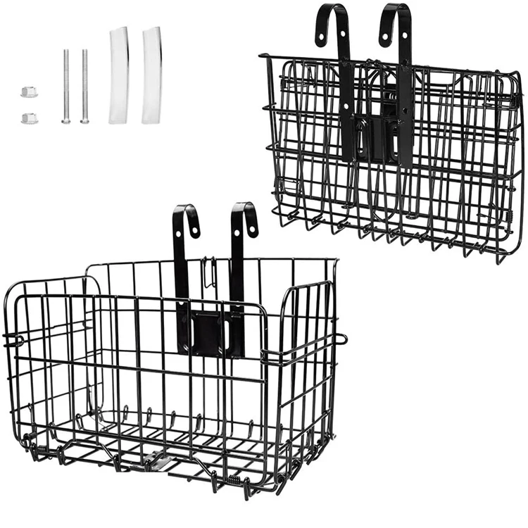 
Rust Proof Removable Bike Wire Basket with Handles Easy Installation on Front Handlebar Folding Bike Front Basket 