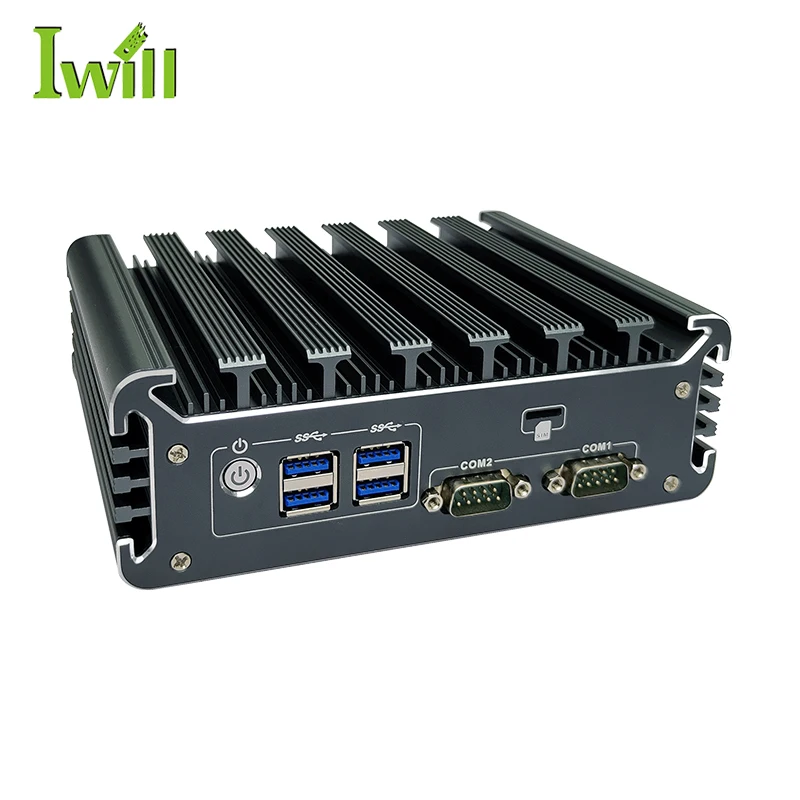 Fanless embedded mini pc Iwill N3122 i5 7360U Dual core 2*2.5G LAN Linux mini pc with 1*SIM slot 6*USB