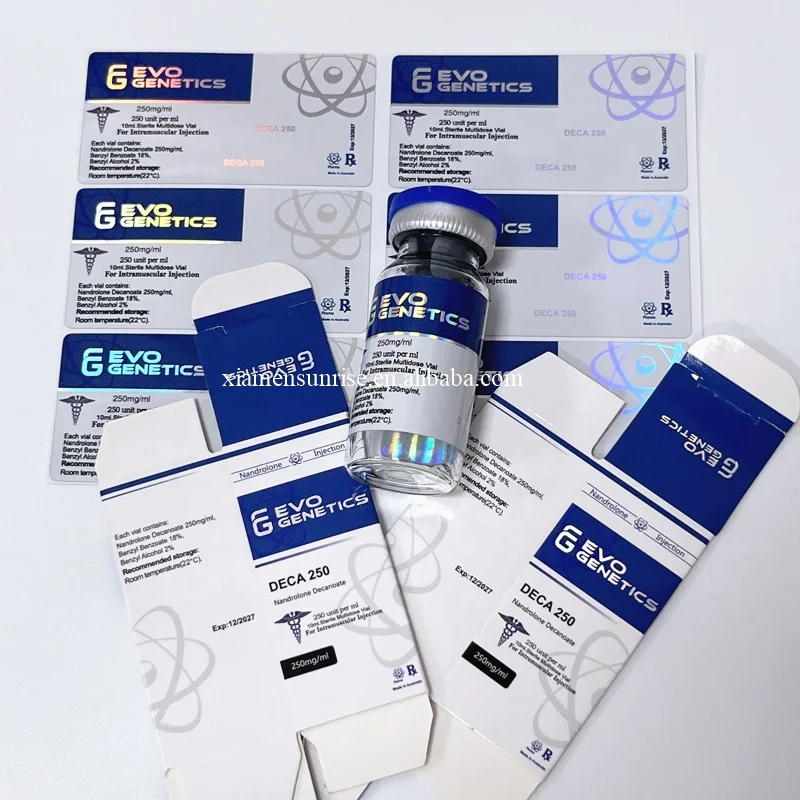 Professional custom steroid sticker pharmaceutical 10ml glass vial labels for Tren Acetate