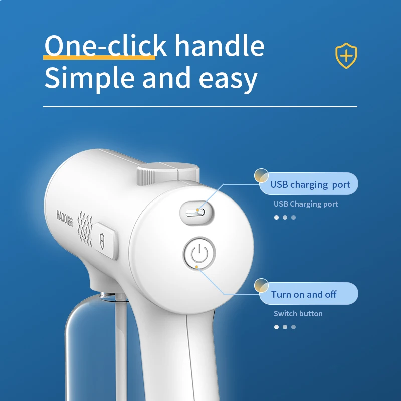 New Patent Wireless 286ml Disinfects Rechargeable Battery Blue Light Sanitizer Mist Sprayer Nano Spray Gun