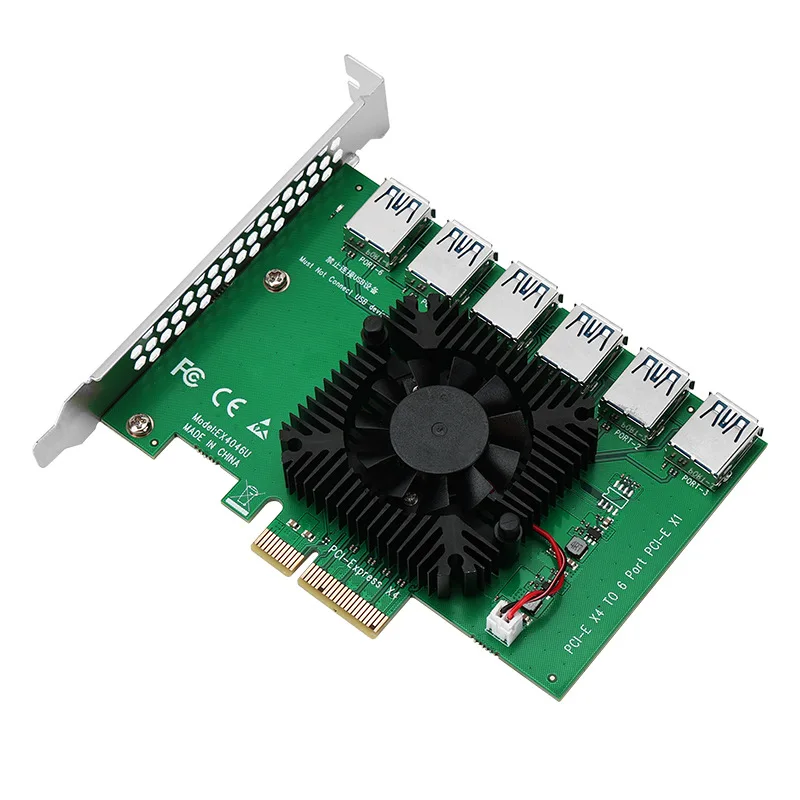 PCIEx4 one drag four graphics card converter board USB3.0 external graphics card with cooling fan pci-ex4 to x16