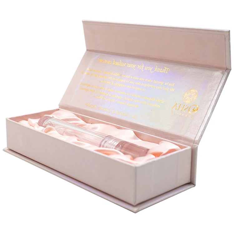 Custom Luxury Kraft Mailer Box Pink Magnetic Packaging for Perfume Cosmetic Skincare Essential Oil Face Cream Serum