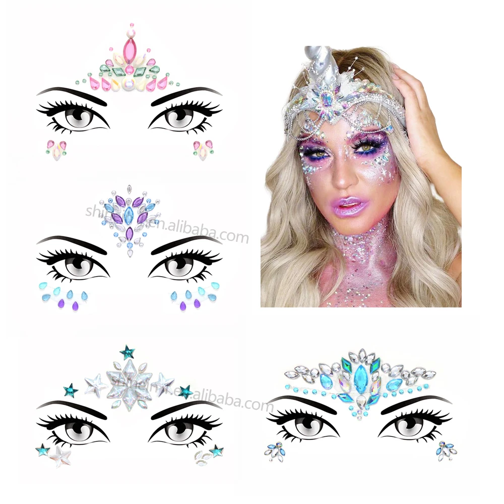 Shinein Makeup Bindi Temporary Tattoo Adhesive Rhinestone Jewel Face Gem Stickers Jewelry Crystal Face Stickers