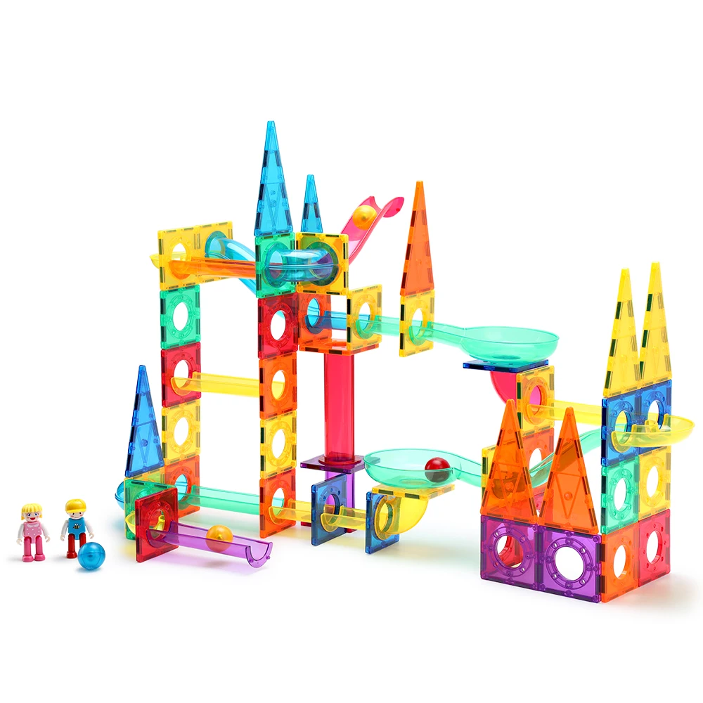 KEBO Magnetic Blocks Educational Brain Development Magnetic Tiles Marble Run Toy For Children Gift Set