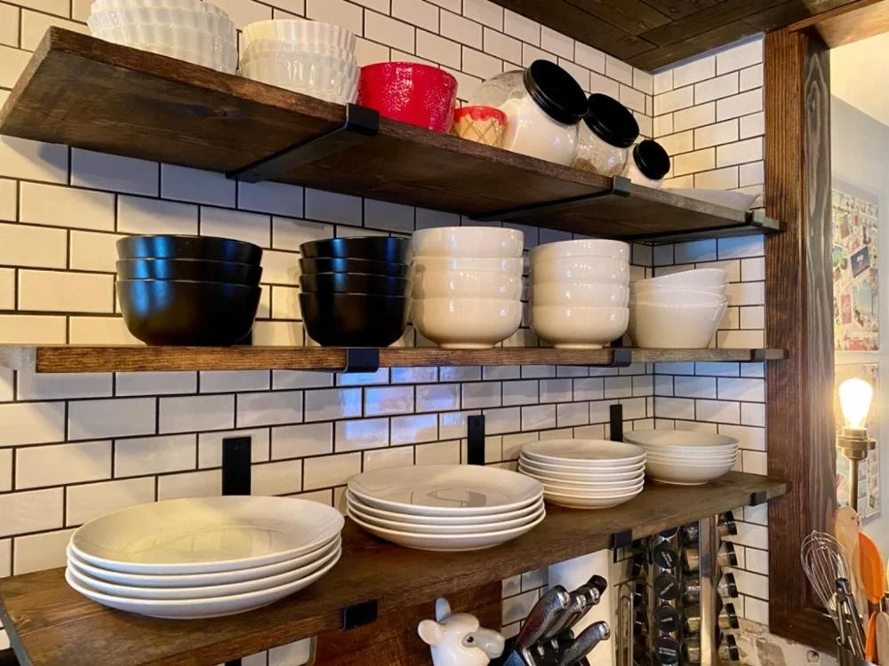 12 Inch 2PCS Heavy Duty Black Wall Bracket with Lip for kitchen bathroom Floating Shelves Rustic Iron Metal Shelf Bracket