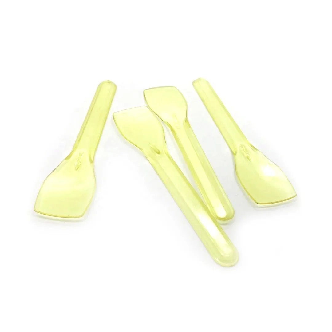 Hot Sale Colorful  Acrylic Tea Spoon Plastic Face Cream Spoon In Yellow