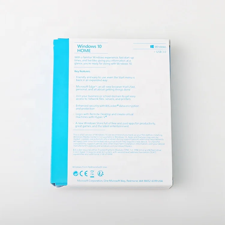 Оригинальное программное обеспечение для операционной системы Microsoft Windows 10 home Key USB box version