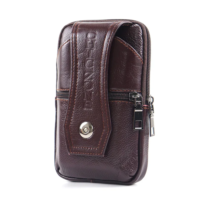 Waist Bag PU Leather Flip Cover Mobile Phone Bag for Men Waterproof and Durable Fanny Pack