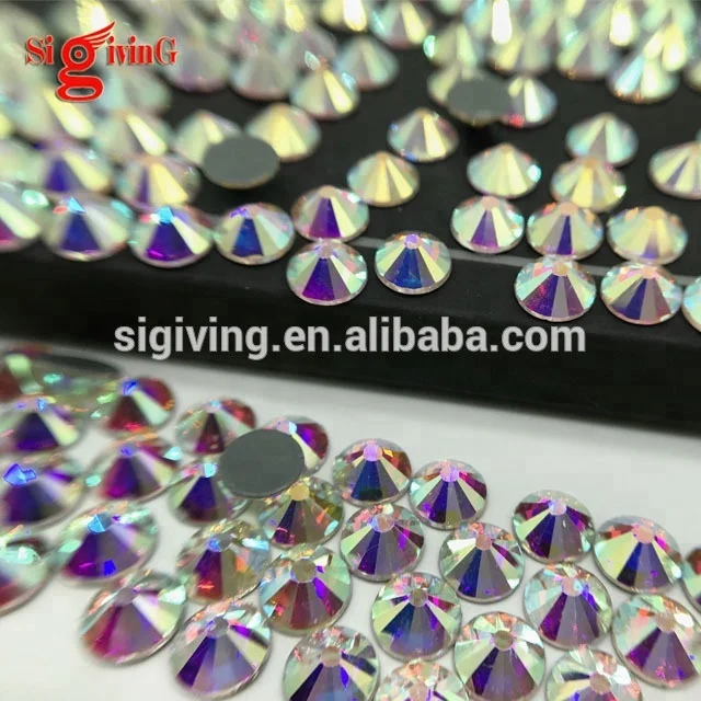 Top Sale SS10 Sparkle Diamond AB Flat Back Rhinestone Crystals Hot Fix Cloth Rhinestone