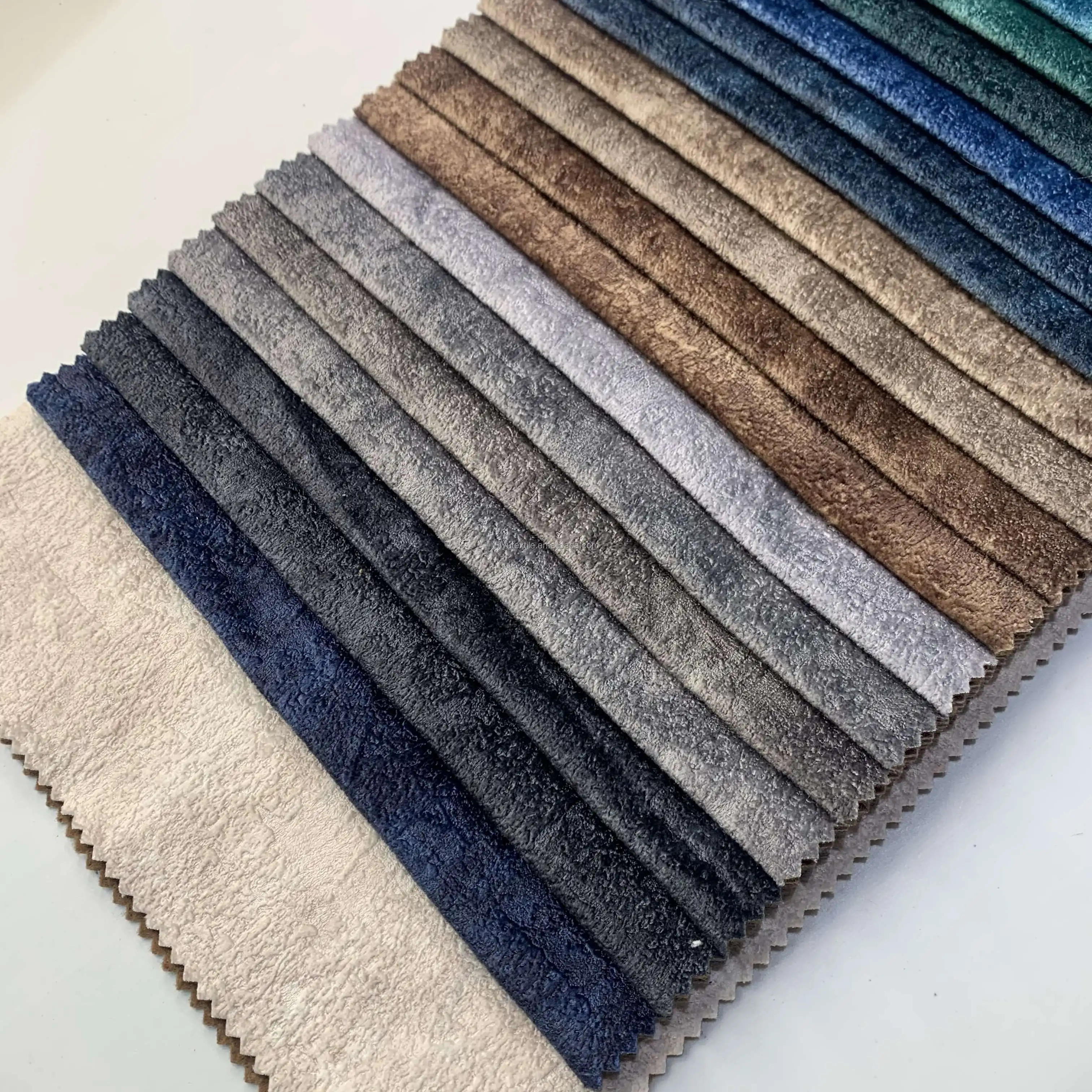 Print and Embossed Soft Velour Sofa Fabric for Furniture  Popular Blue Weft Nonwoven TWILL Roll Packing Viscose / Polyester