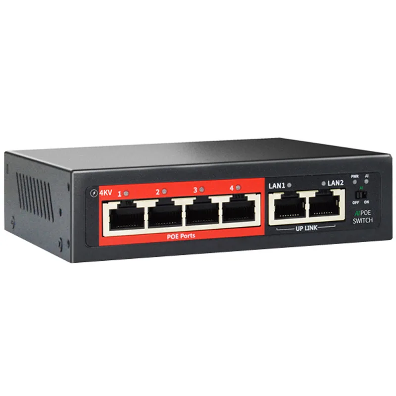 4 Port 10/100/1000M POE Fiber Optic Switch + 2 Port 1000M Optical Fiber POE Switch