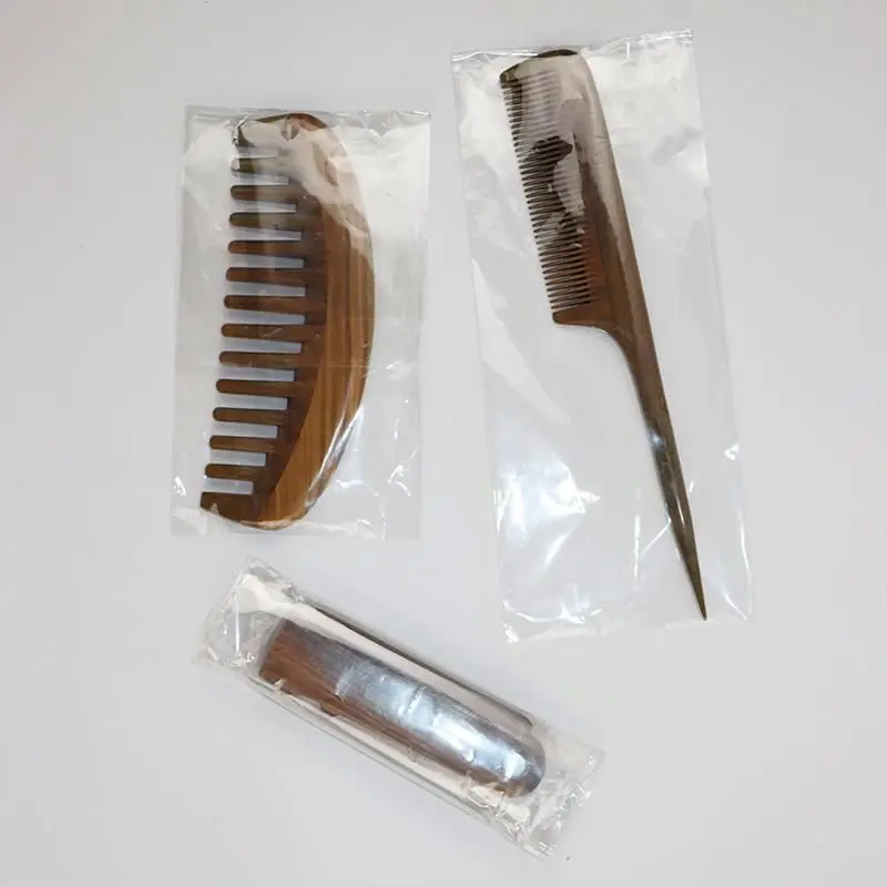 Hot Sale Eco-friendly Natural Folding Long Handle for Man Beard Rat Tail Wide Tooth Parting Green Sandalwood Hair Comb Set