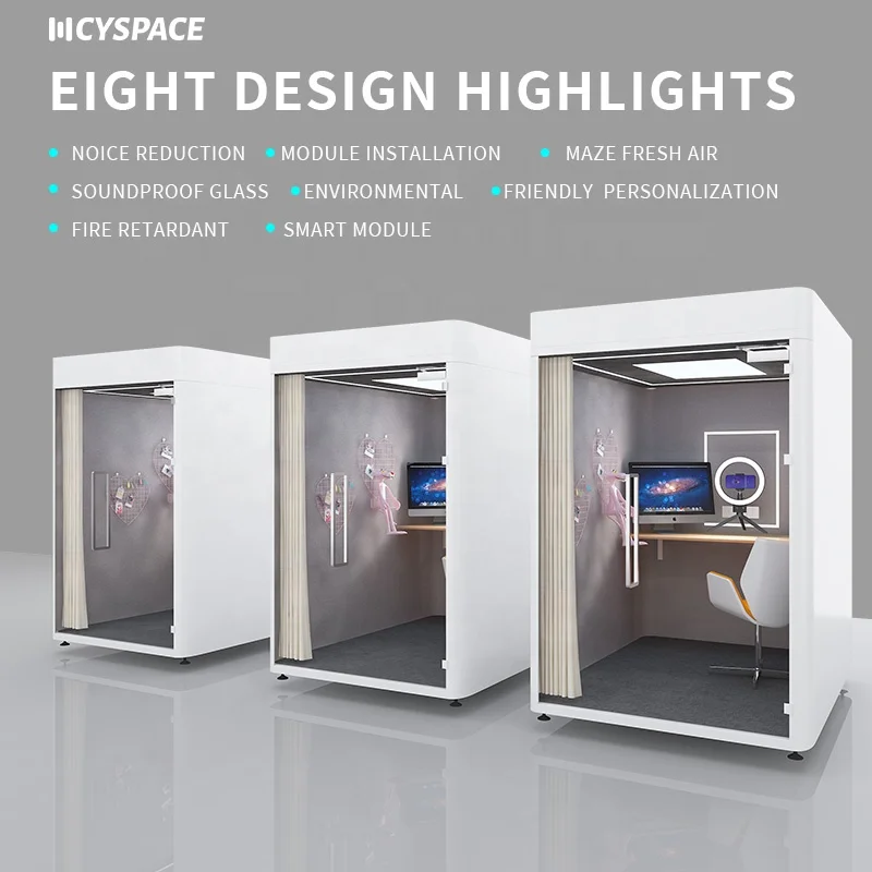 Custom Made Fireproof Meeting Pod Private Working Space Acoustic Soundproof Room Booth Office Silence Meeting Pod