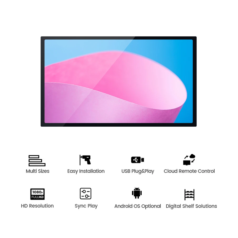 Wall Mount Android System Smart Touch Screen Ultra-thin Commercial Use Advertising Display 43 inch LCD Screen Digital Signage