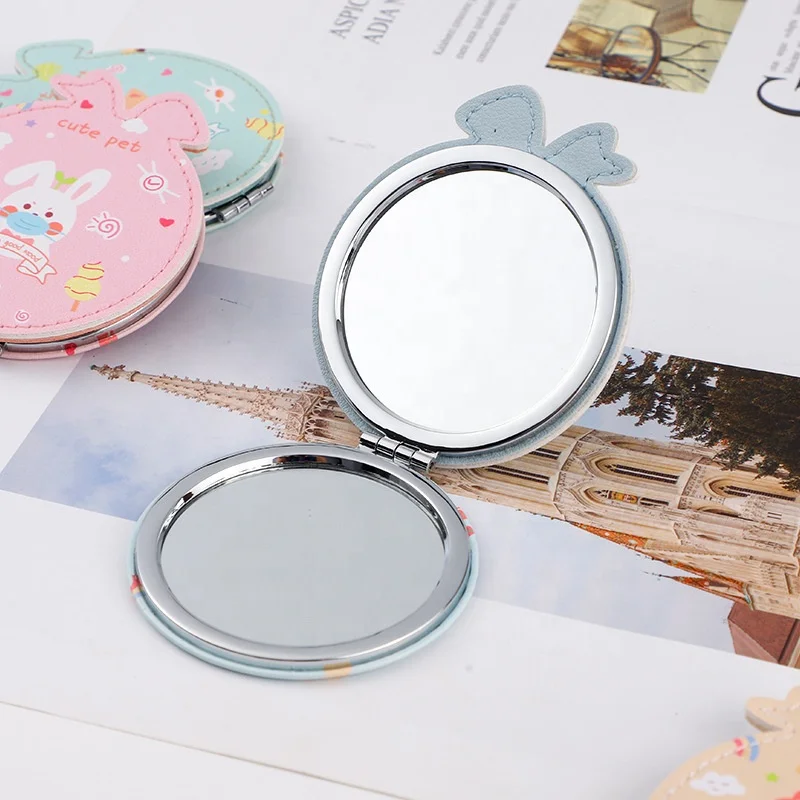 2023 Cartoon Lovely Two-sided Foldable Mirror Espejo De Maquillaje Plastic Makeup Mirror Girly Princess Kitty Cat Mirror