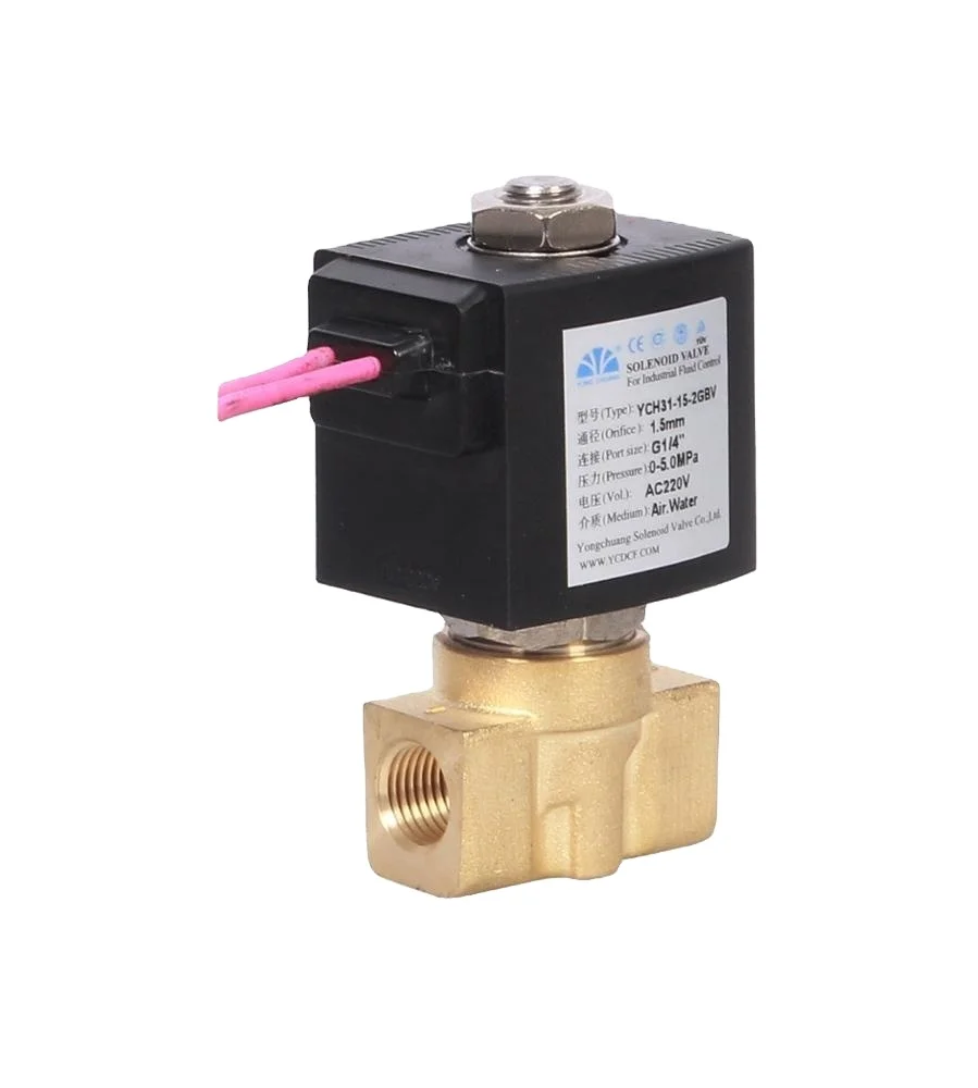 Yongchuang YCH31 high pressure stainless steel brass solenoid air valve 24v with energy saving coil