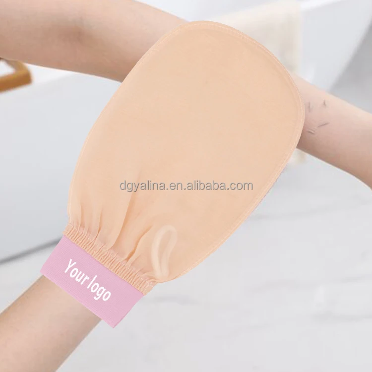 Custom Eco-Friendly Silk Exfoliating Mitt Bath Shower Gloves Exfoliated Mitt Silk Exfoliating Glove Turkish for Body Clean