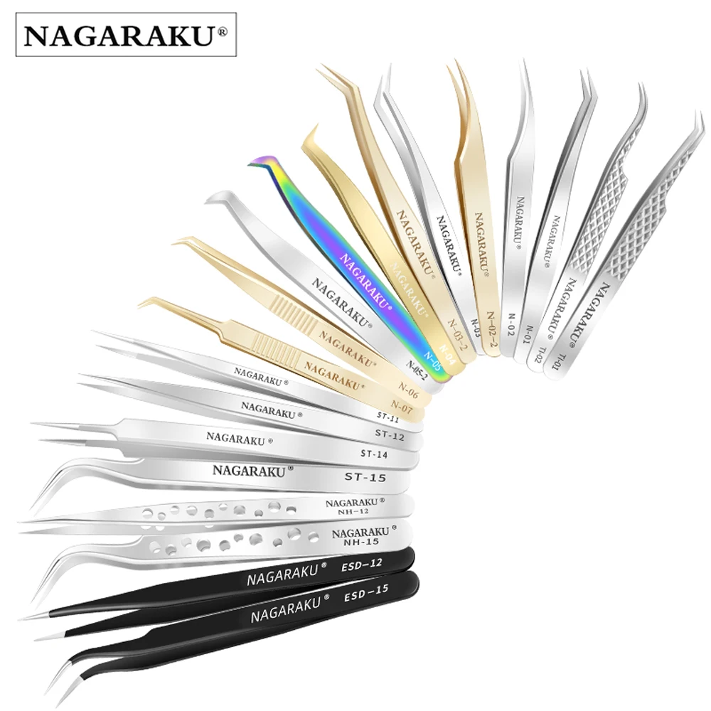 
NAGARAKU all type of tweezers for eyelash extension stainless steel professional volume tweezers 