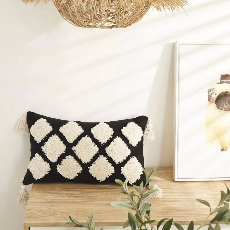 Innermor Tufted Boho Pillows Home Decorative Pillowcase Cotton Geometric Cushions Handmade Pillow cover