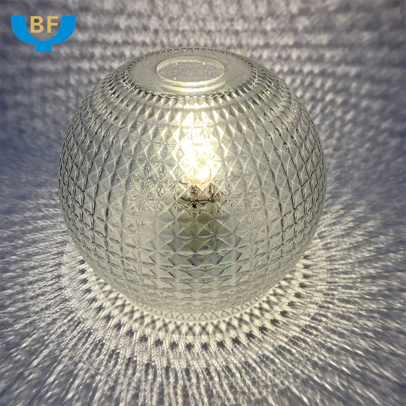 Turkish White Glass Round Ball Lamp Cover Clear Cylindrical Glass Lamp Shade